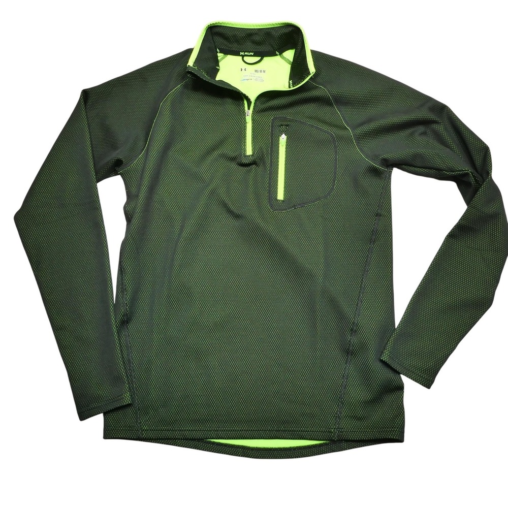 Under‎ Armour Pullover Mens Medium Green ColdGear Run 1/4 Zip Thermal Shirt